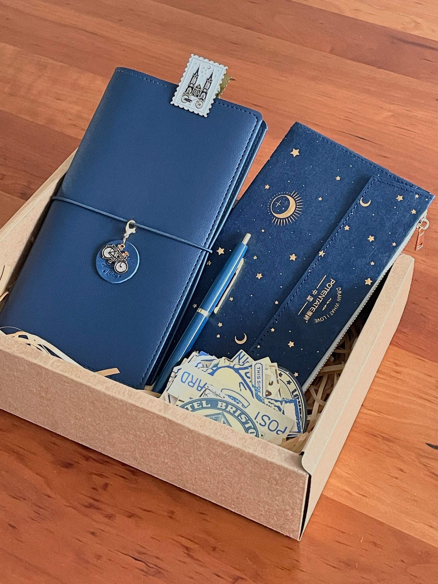 Travel Journal Bundle with Accessories | Standard Passport Size TN Cover | Travel Journal Gift Set | Luxury Gift Unique Gift