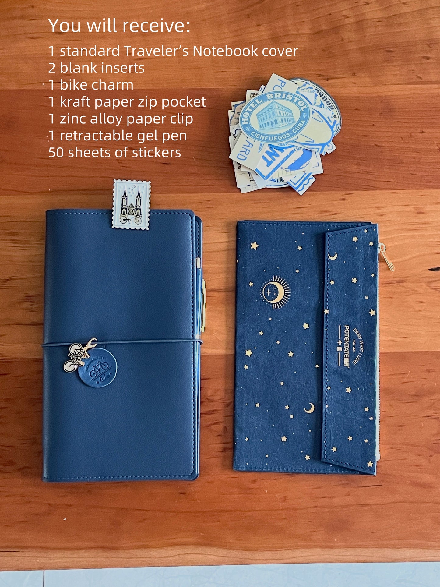 Travel Journal Bundle with Accessories | Standard Passport Size TN Cover | Travel Journal Gift Set | Luxury Gift Unique Gift