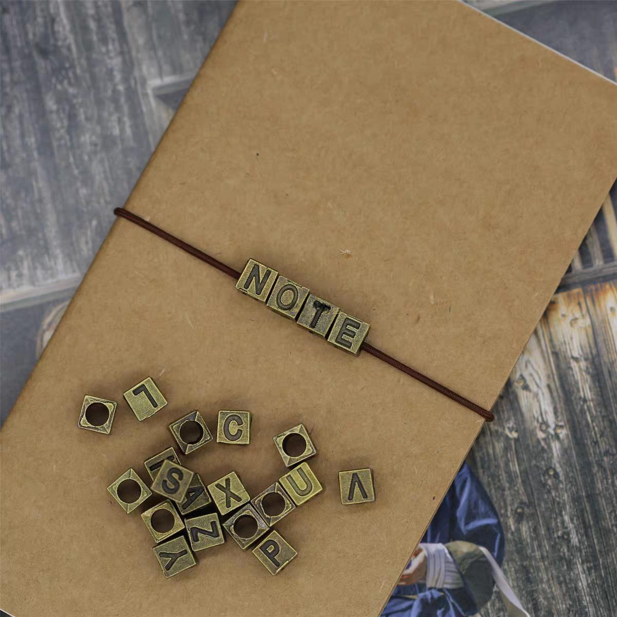 Vintage Bronze Letter A-Z Cube Loose Beads for Bracelet Necklace Pendant | Travel Journal TN Charms Accessories