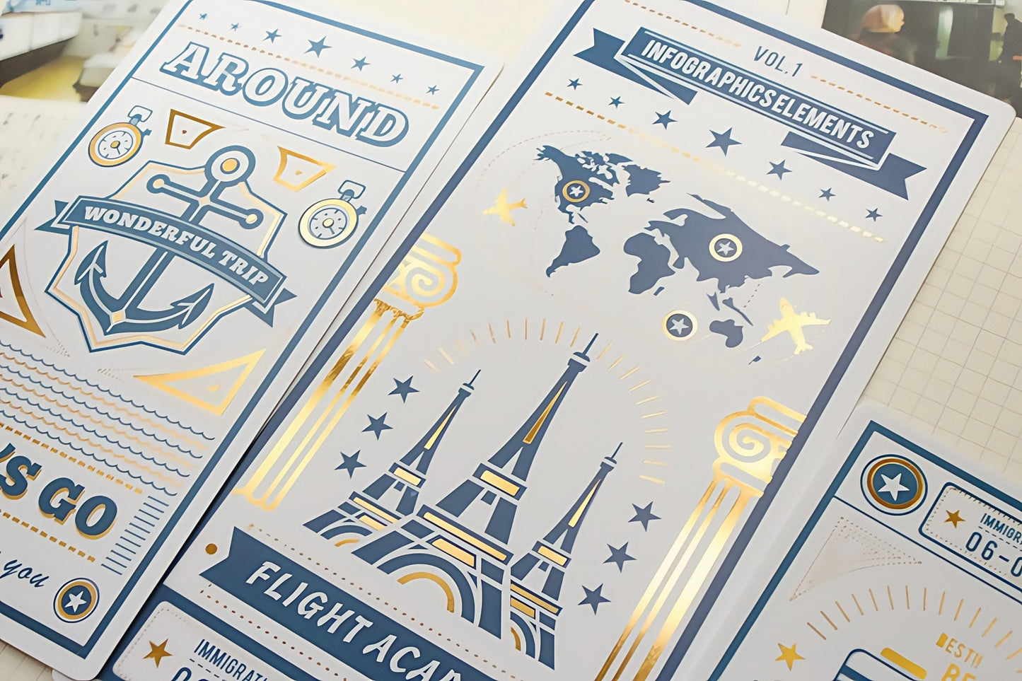 Traveler‘s Notebook Underlay with Ruler | Pencil Board | Gold Foiled Dashboards Page Marker | Standard Passport Size TN Accessories