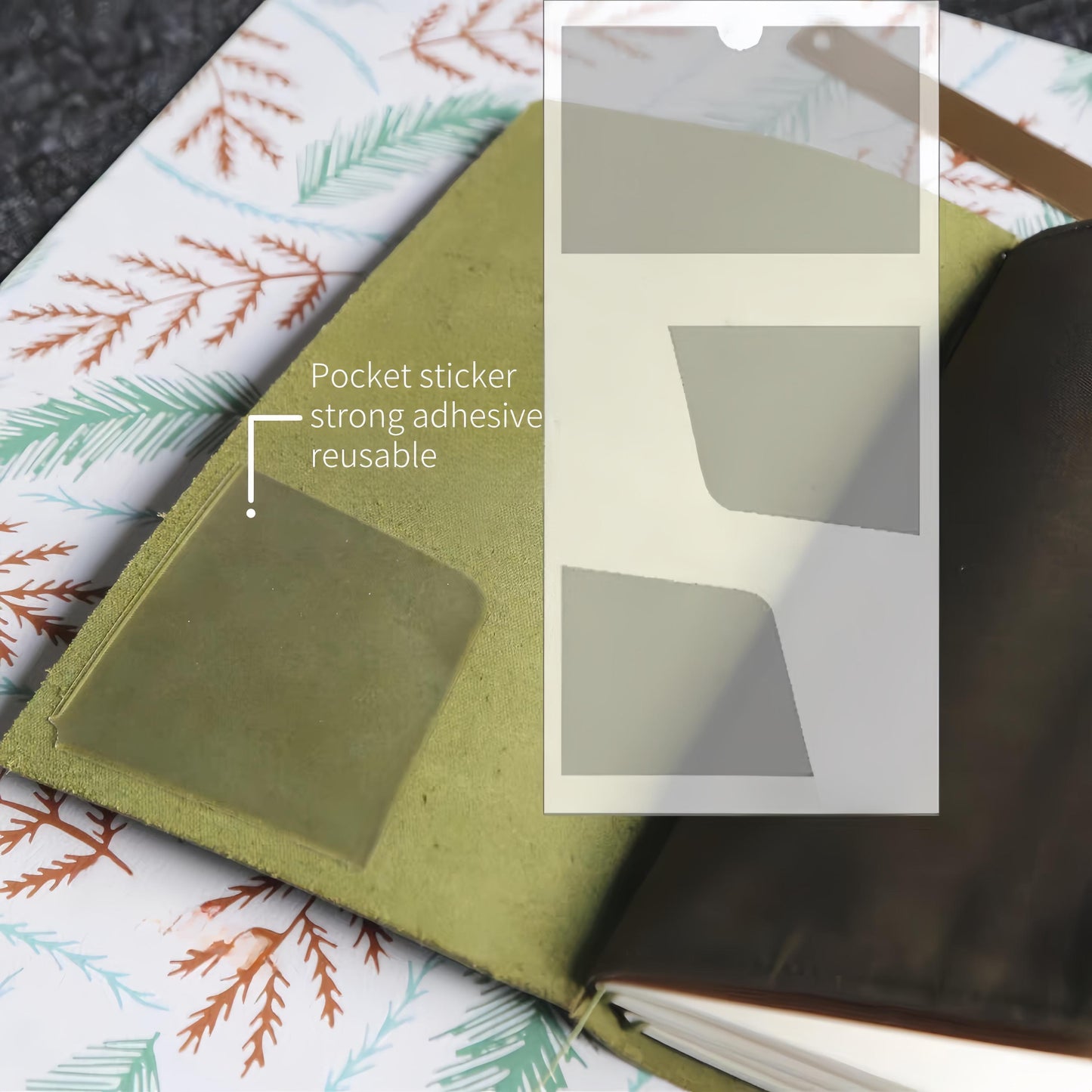 Travel Journal Sticky Pockets | Adhesive Slot Pocket CardHolder | Standard Passport Size TN | Leather Travel Journal Accessories