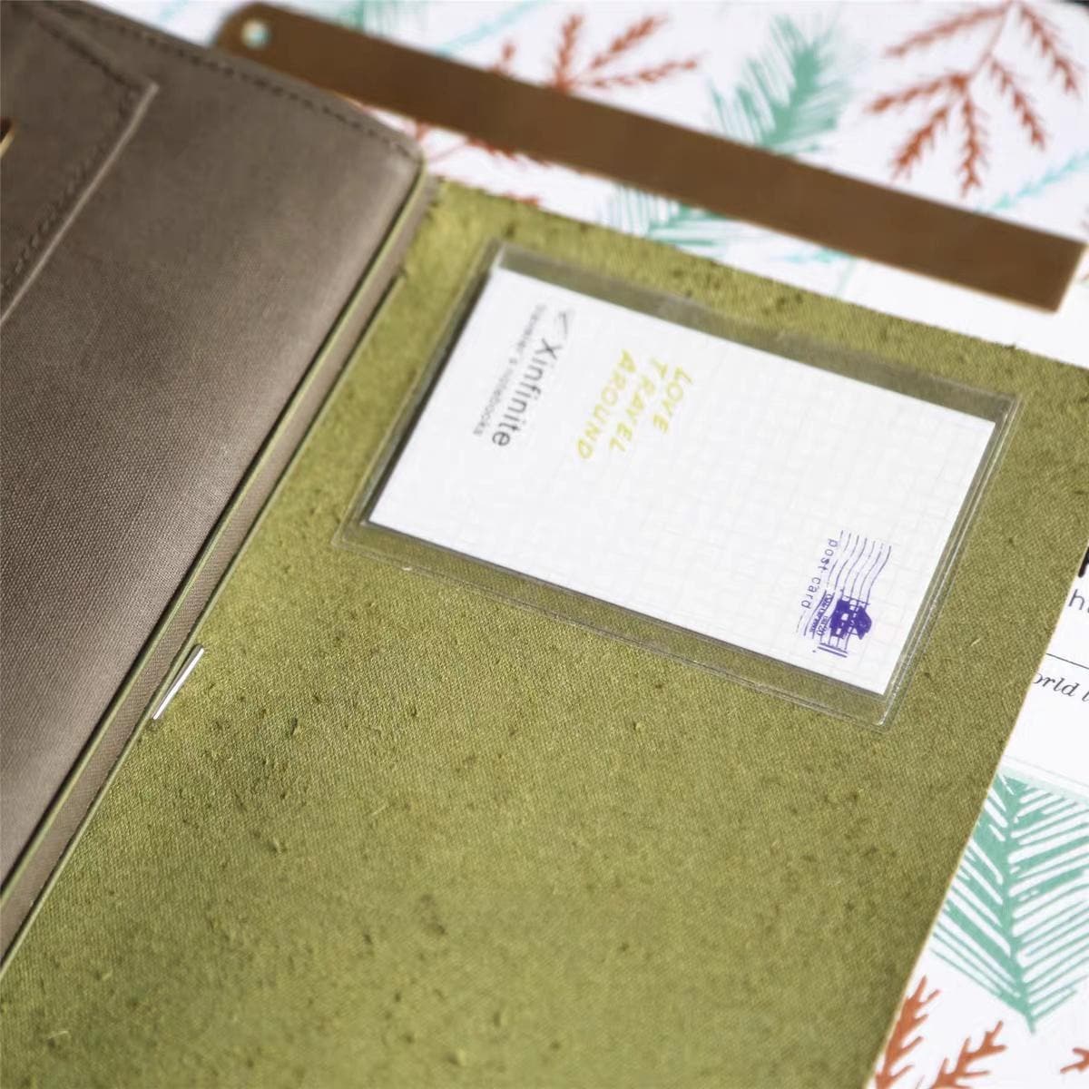 Travel Journal Sticky Pockets | Adhesive Slot Pocket CardHolder | Standard Passport Size TN | Leather Travel Journal Accessories