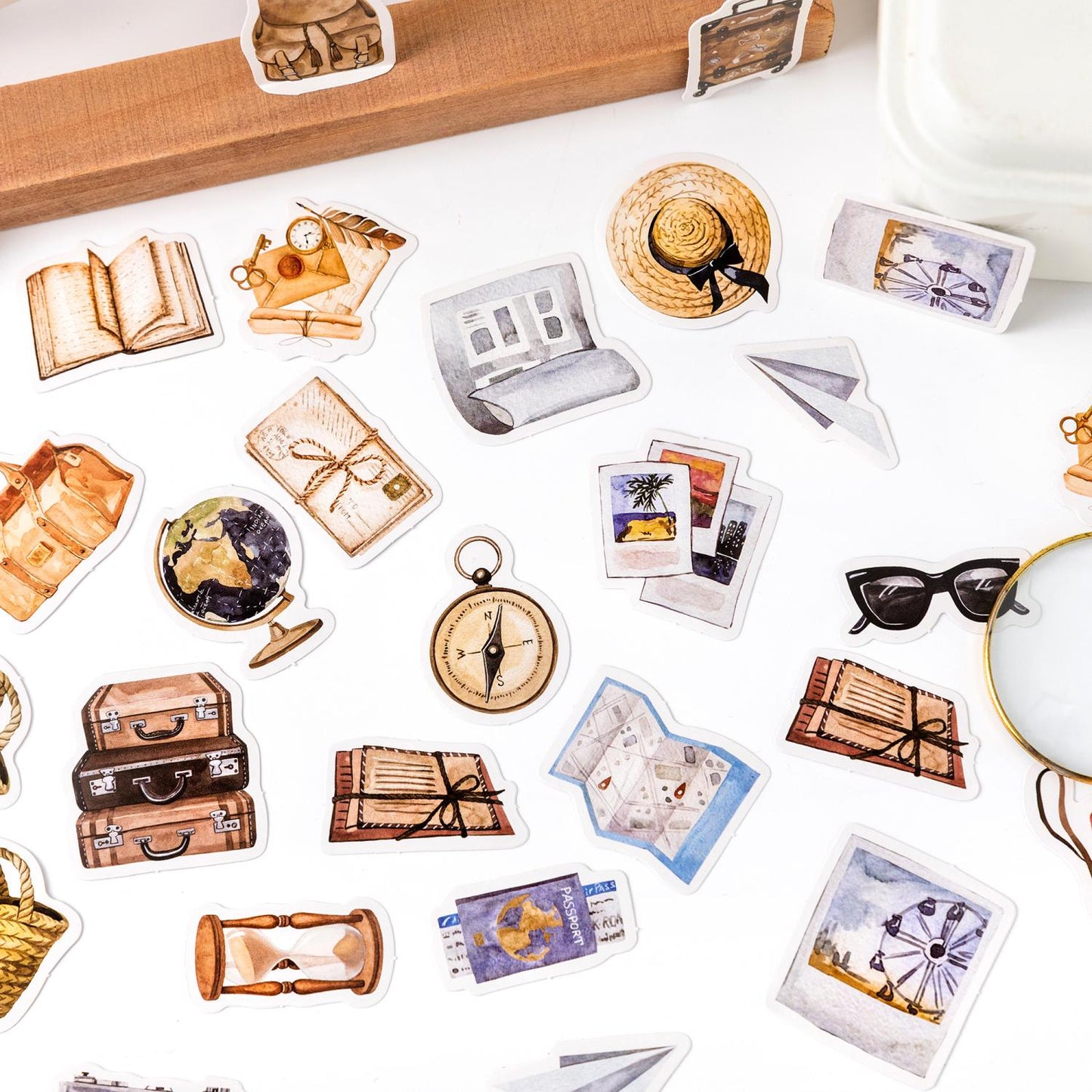 46pcs Travel Around the World Stickers | Travel Theme Sticker Pack | Journal Scrapbooking Collage Crafting Supplies | Planner Sticker