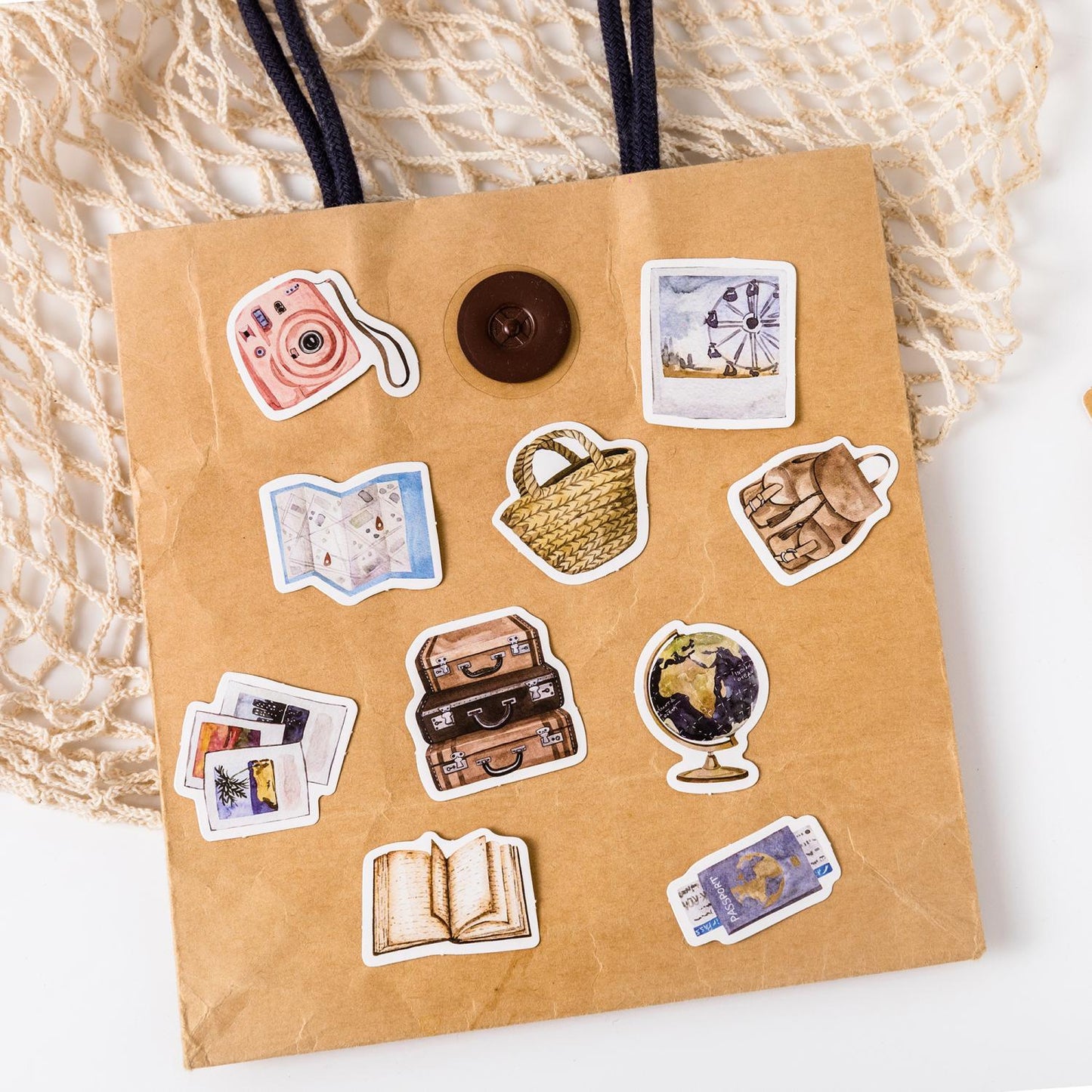 46pcs Travel Around the World Stickers | Travel Theme Sticker Pack | Journal Scrapbooking Collage Crafting Supplies | Planner Sticker