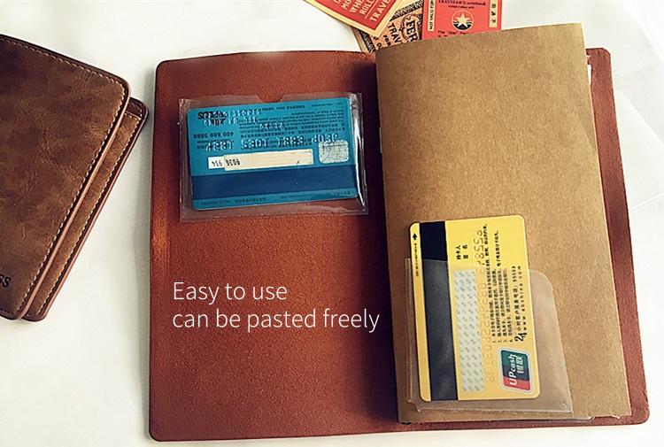 Travel Journal Sticky Pockets | Adhesive Slot Pocket CardHolder | Standard Passport Size TN | Leather Travel Journal Accessories