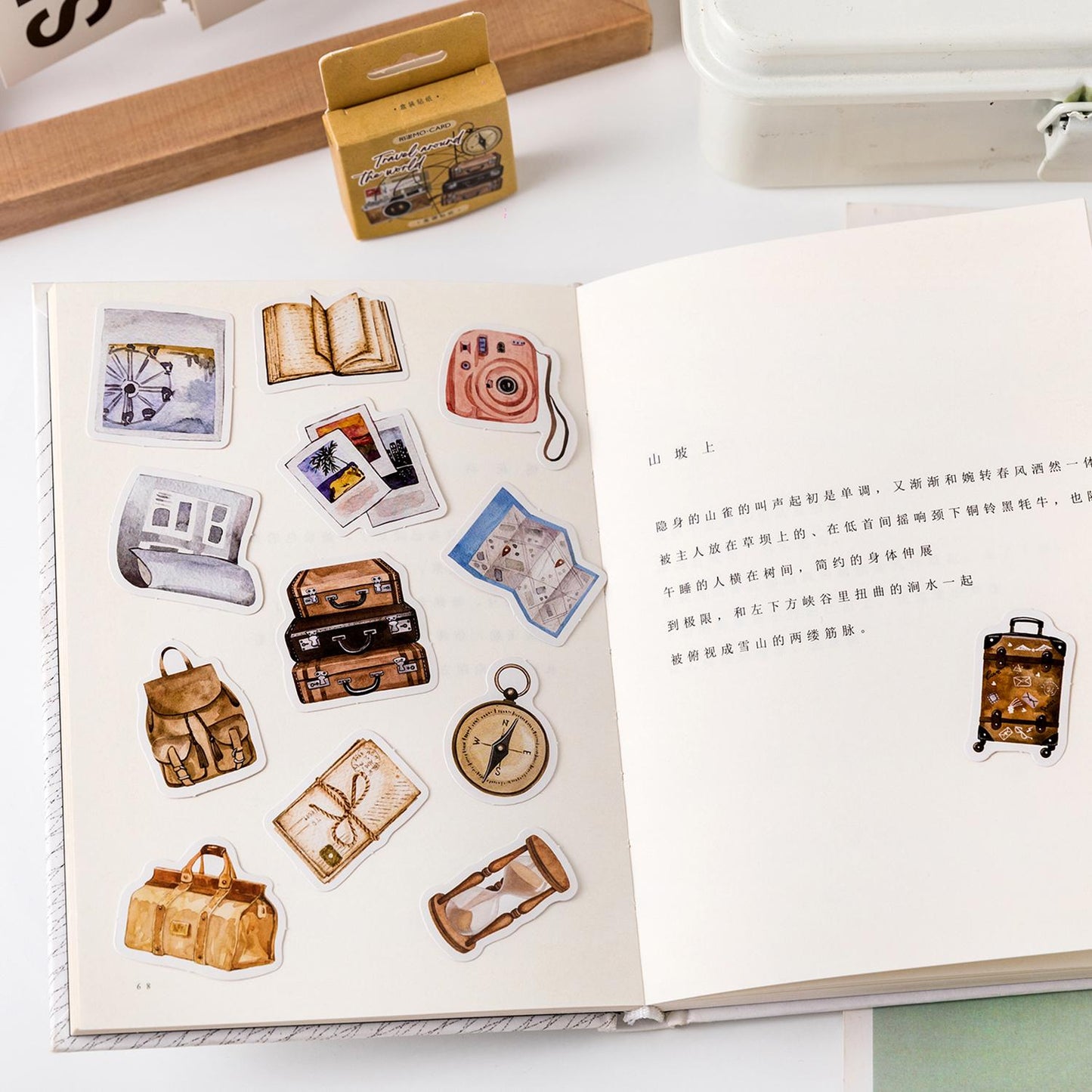 46pcs Travel Around the World Stickers | Travel Theme Sticker Pack | Journal Scrapbooking Collage Crafting Supplies | Planner Sticker