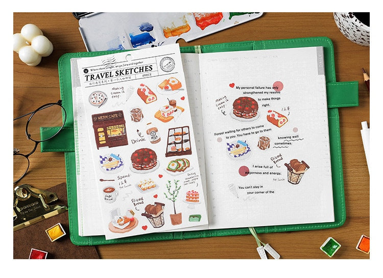 Travel Sketches Sticker / Stickers / Planner Sticker Set / Junk Journal / Die Cut Stickers