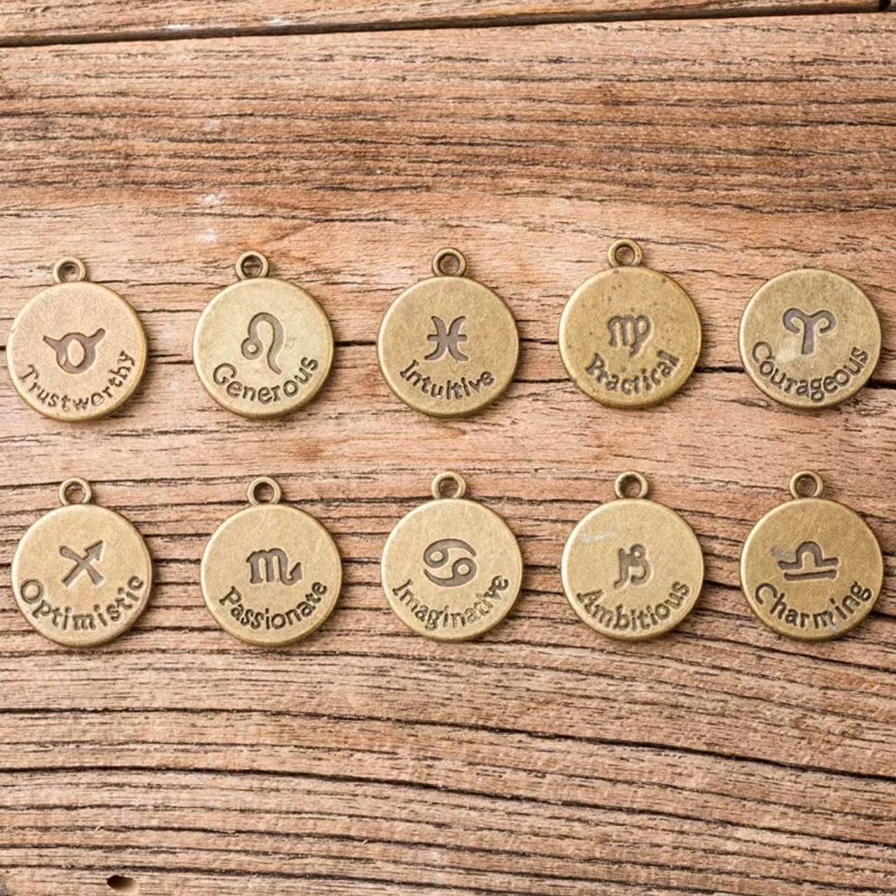 12 Constellations Travel Journal Vintage Charms | Journal Planner Bronze Charms | TN Charm Connectors | Travel Journal Accessories