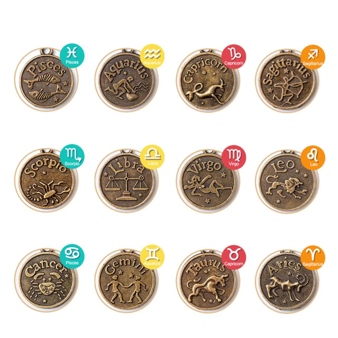 12 Constellations Travel Journal Vintage Charms | Journal Planner Bronze Charms | TN Charm Connectors | Travel Journal Accessories