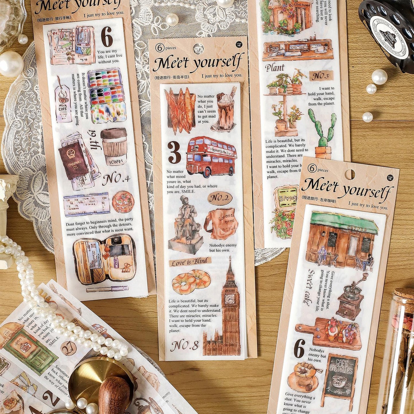 Travel Life Aesthetics Retro Sticker Pack|Coffee Plant Stationery Stickers | Planner Collage Junk Journal Scrapbooking Supplies