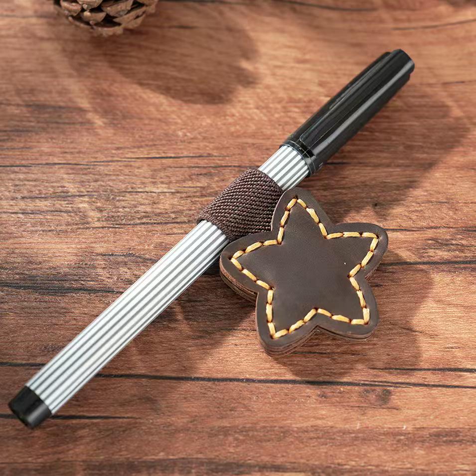 Handmade 100% Genuine Leather Magnetic Pen Holder Clip | Star Shape | Pen Loop | Pen Organizer | Magnetic Pencil Holder | Journal Accessory