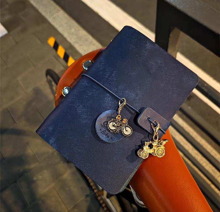 Vintage Travel Journal Charms | Coffee Bike Star | Crazy Horse Leather | Metal Pendant | Travel Journal TN Accessories