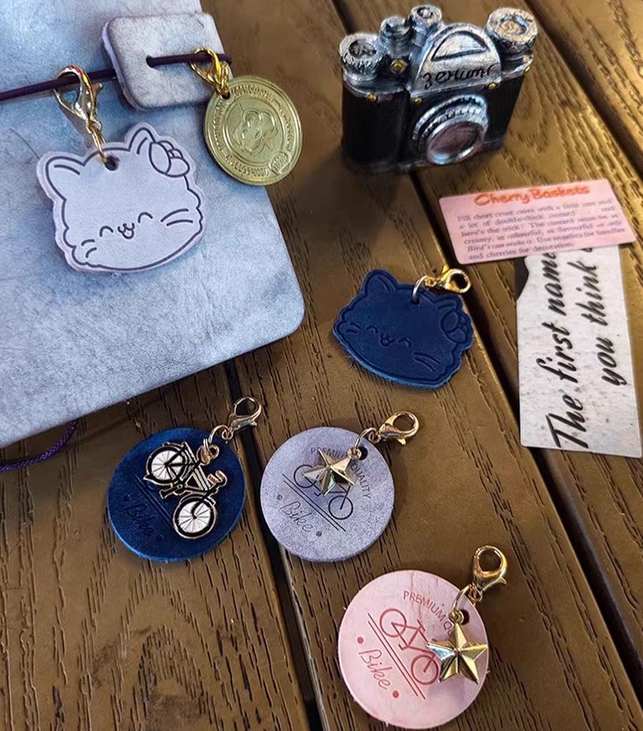 Vintage Travel Journal Charms | Coffee Bike Star | Crazy Horse Leather | Metal Pendant | Travel Journal TN Accessories