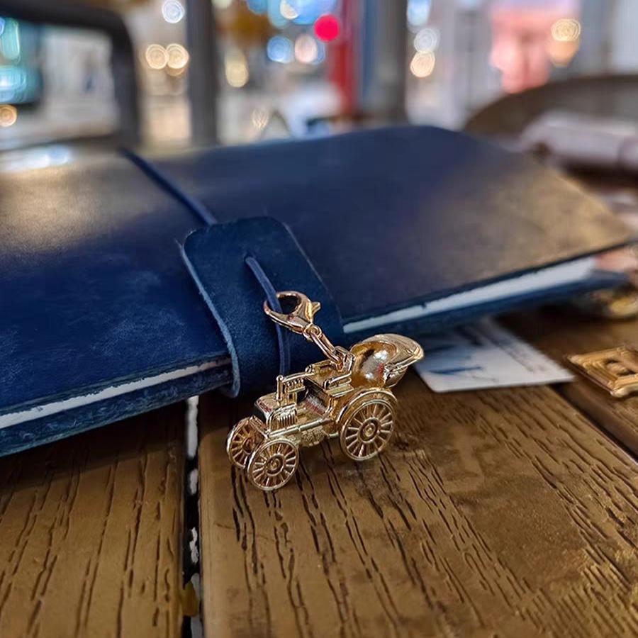 Vintage Travel Journal Charms | Coffee Bike Star | Crazy Horse Leather | Metal Pendant | Travel Journal TN Accessories