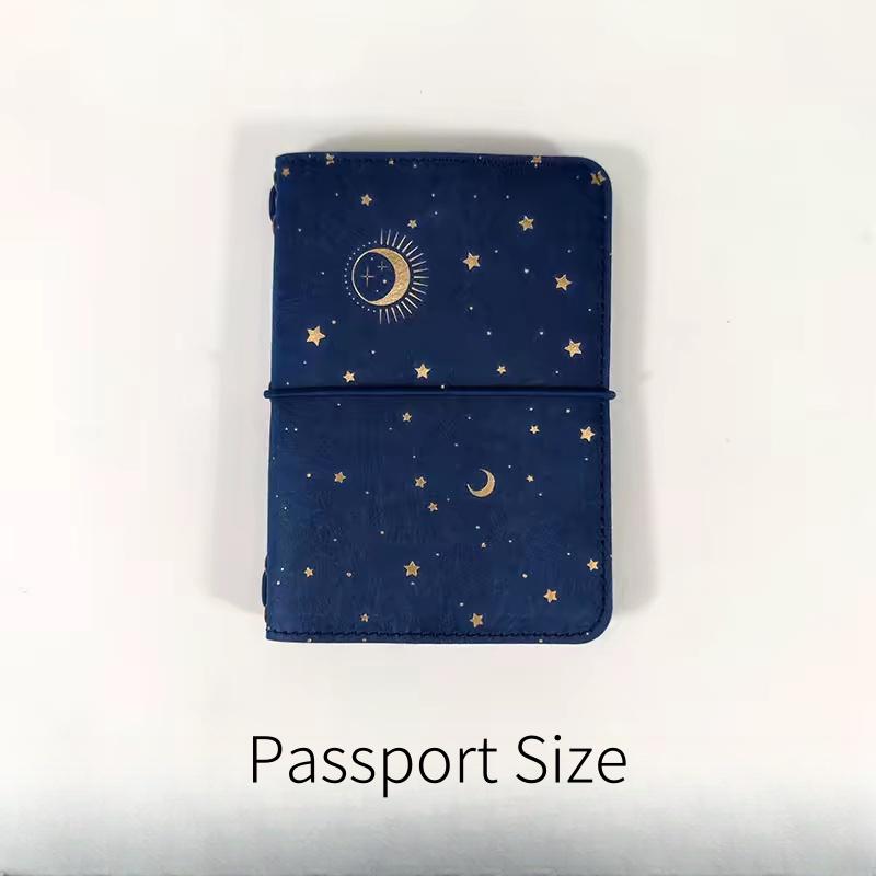 Star Moon Retro Travel Journal Set | Washable Kraft Paper | Passport Standard Size TN | Travel Journal | Gift for Her Him