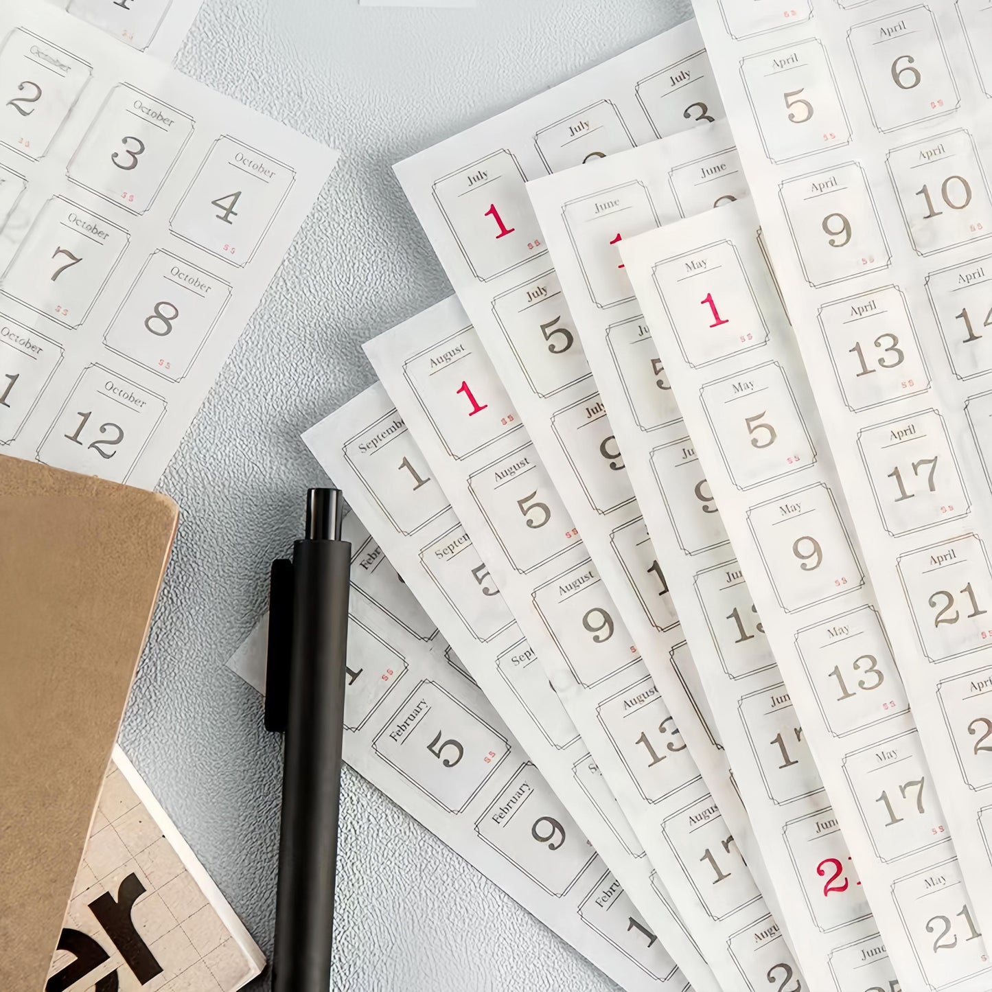 12 Sheets Date Daily Calendar Stickers | 2025 Calendar | Planner Accessories | Bullet Journal Collage Svrapbooking Supply