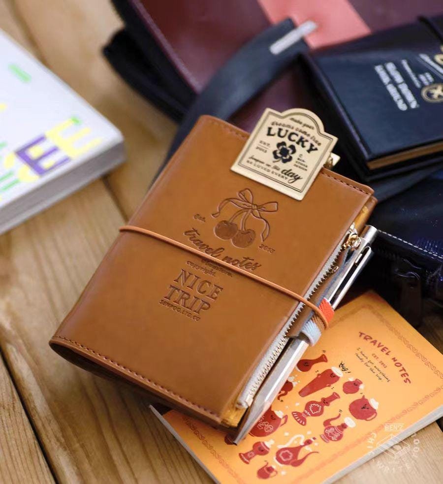 Retro Travel Journal Set | Passport Standard Size | TN Cover | Travel Journal | Notebook Journaling Supplies | Luxury Gift for Her