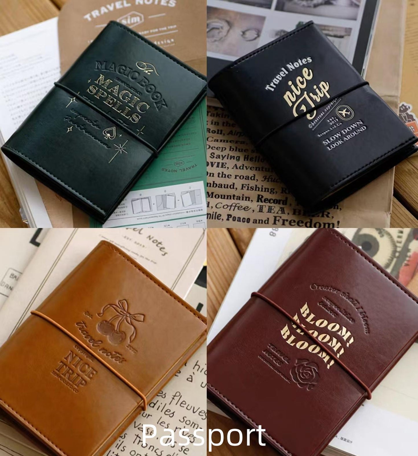 Retro Travel Journal Set | Passport Standard Size | TN Cover | Travel Journal | Notebook Journaling Supplies | Luxury Gift for Her