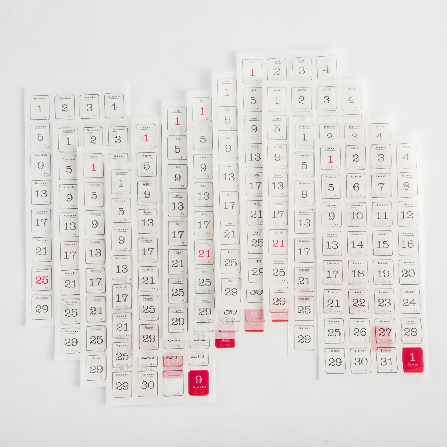 12 Sheets Date Daily Calendar Stickers | 2025 Calendar | Planner Accessories | Bullet Journal Collage Svrapbooking Supply