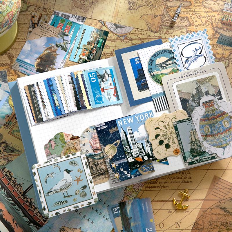 154pcs Vintage Global Travel Journal Set | A6 Notebook | Journal Collage Accessories Stickers | Strater Kit | Travel Lover Gift