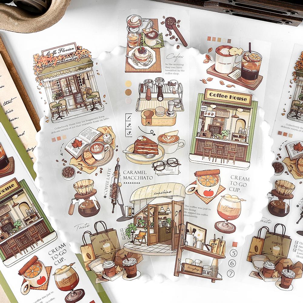 Handdrawn Retro Time Traveler Decorative Sticker|Coffee Food Art Stationery Stickers | Collage Planner Junk Journal Scrapbooking Supplies