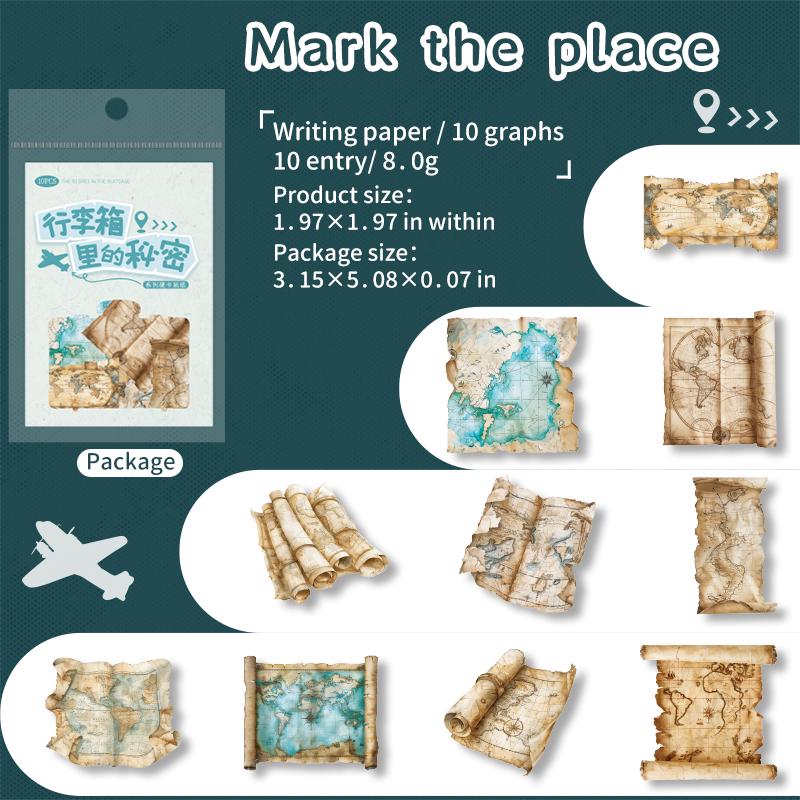 The Secret in the Suitcase Stickers | Retro Travel Theme Sticker Pack | Travel Journal Scrapbooking Collage Crafting Supplies