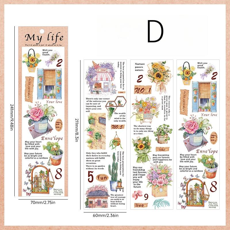 6pcs Travel Coffee Flower Stickers | Cute Decorative Stickers | Die Cut Deco Stickers | Planner Journal Scrapbooking Supplies Accessories
