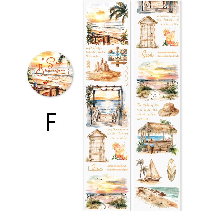 Seaside Beach Tape | Travel PET Tape | Decorative Tape Roll | Travel Theme Tape | Gift Wrapping | Travel Planner Journal