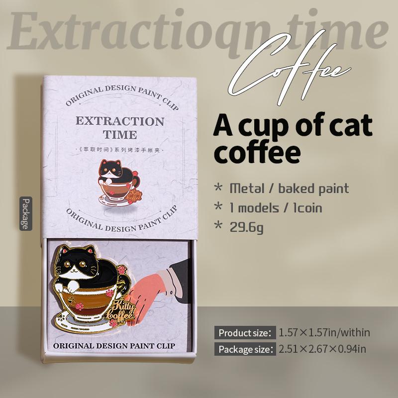 Cute Coffee Cat Metal Clips | Double Sided | Strong Paper Clip | Coffee Journal TN Clip | Journal Notebook Planner Accessories Supplies