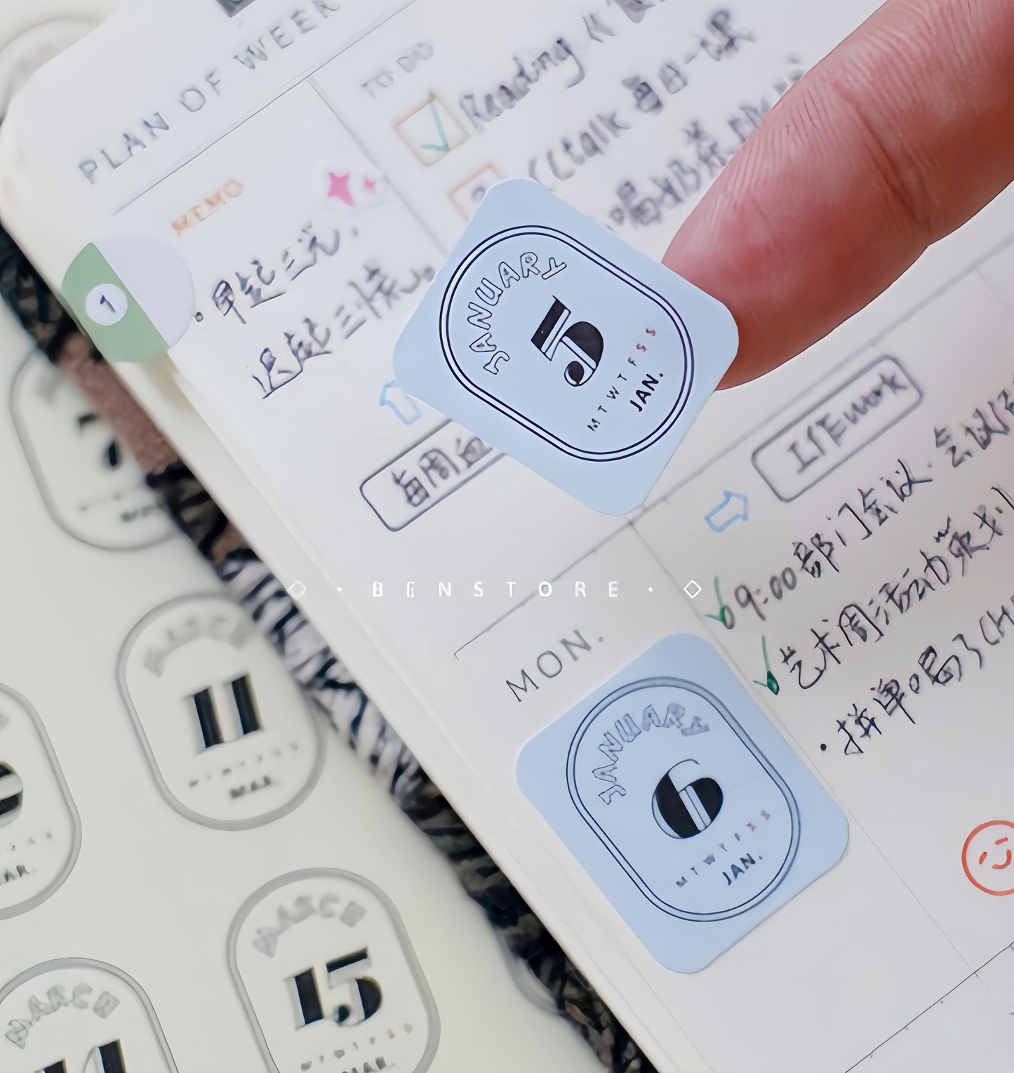 384pcs Date Daily Calendar Sticker Book | Undated Functional Planner Sticker Pack | Basic Stickers | BuJo Sticker kit