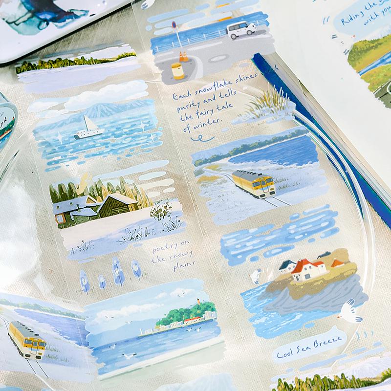 Natural Landscape Tape | Beautiful Scenery PET Tape Roll | Sea Forest Flower Travel Tape | Junk Journal Collage Planner Supplies