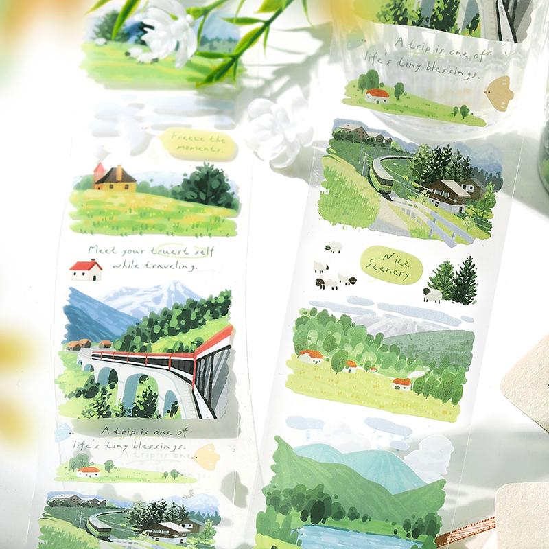 Natural Landscape Tape | Beautiful Scenery PET Tape Roll | Sea Forest Flower Travel Tape | Junk Journal Collage Planner Supplies