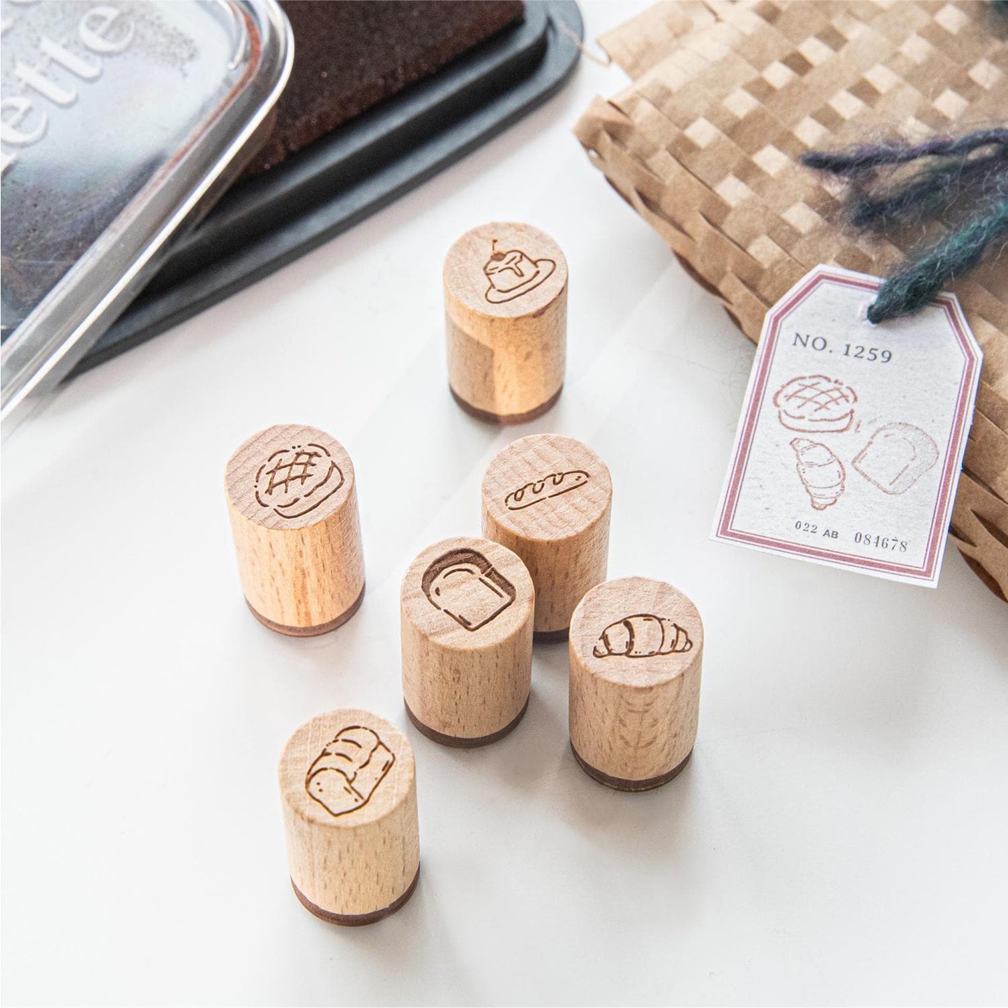 Cute Mini Coffee Bread Rubber Stamp | Handdrawn Wooden Stamp Set | Daily Plan Food Tracker Planner Bullet Journal Stamps