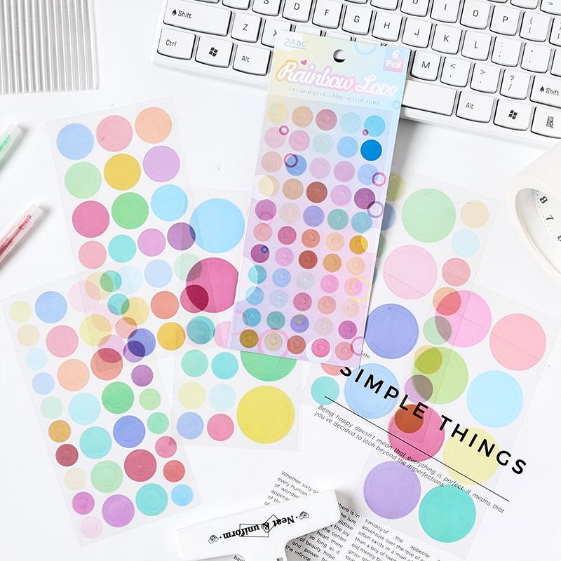 6pcs Vivid Color Dot Round Stickers | Must Have Stickers | Planner Basic Stickers | Bujo Collage Journal Craft Party Accessories Supplies