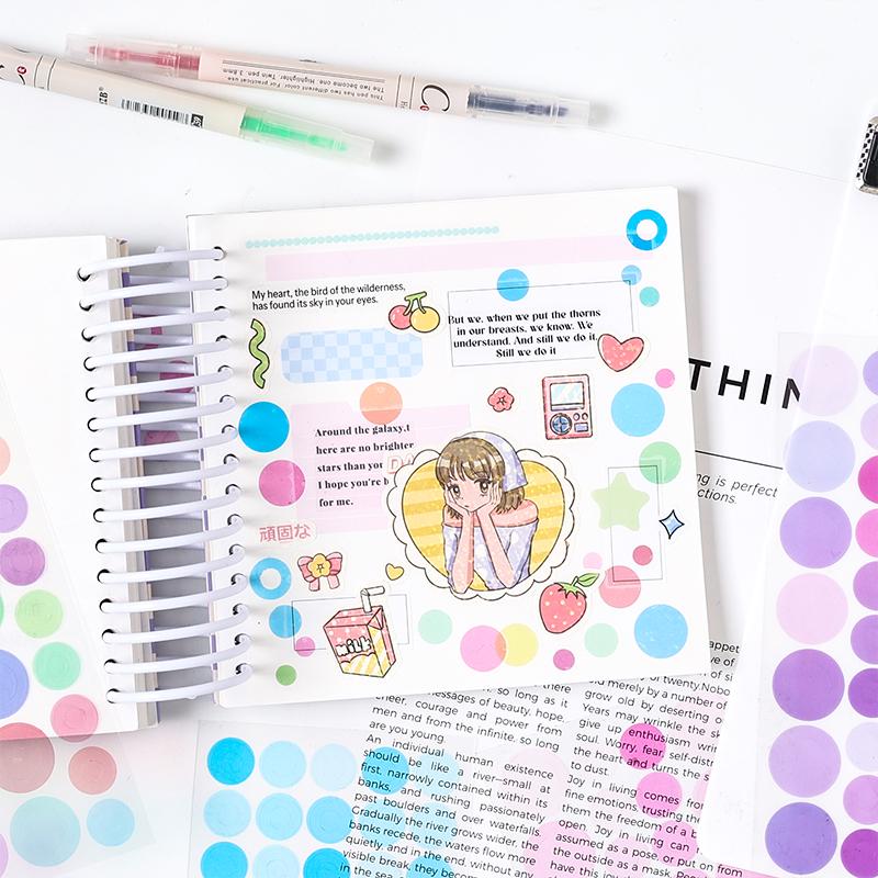 6pcs Vivid Color Dot Round Stickers | Must Have Stickers | Planner Basic Stickers | Bujo Collage Journal Craft Party Accessories Supplies