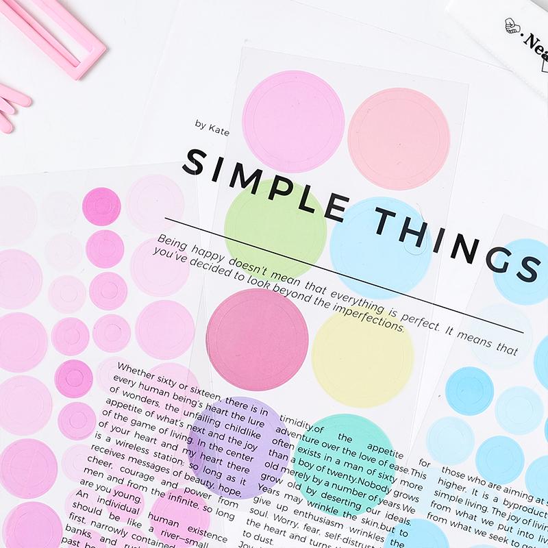 6pcs Vivid Color Dot Round Stickers | Must Have Stickers | Planner Basic Stickers | Bujo Collage Journal Craft Party Accessories Supplies