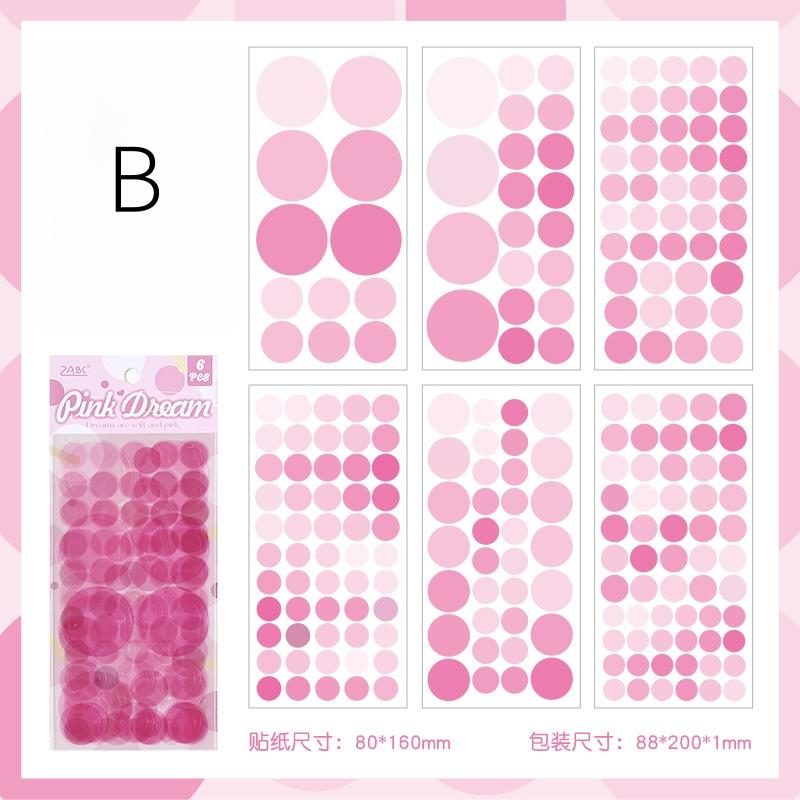 6pcs Vivid Color Dot Round Stickers | Must Have Stickers | Planner Basic Stickers | Bujo Collage Journal Craft Party Accessories Supplies