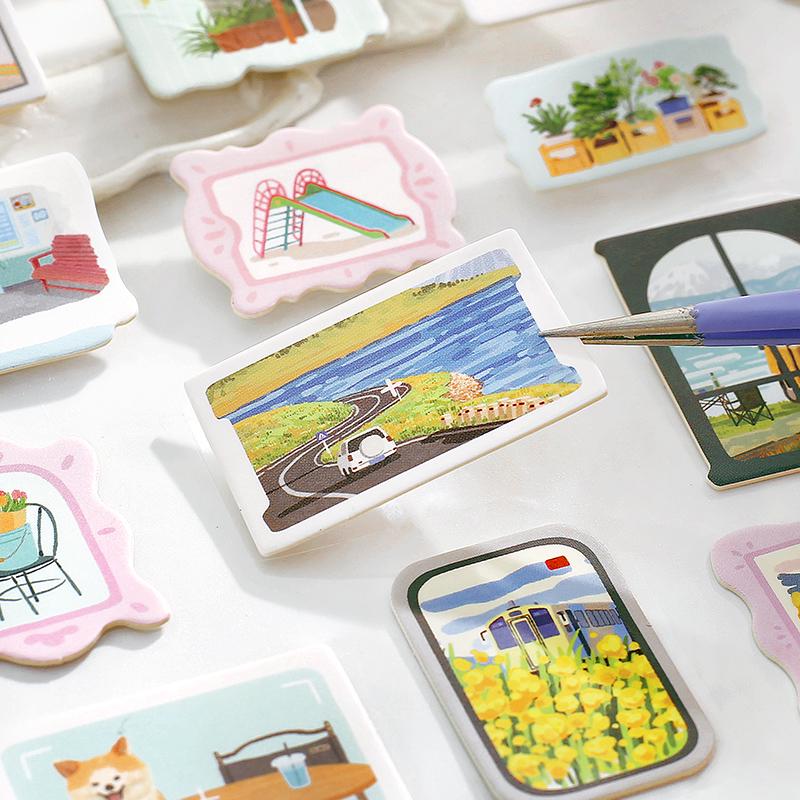 3D Cardboard Natural Scenery Sticker | Junk Journal Bullet Journal Deco Stickers | Scrapbooking Collage Craft Supplies