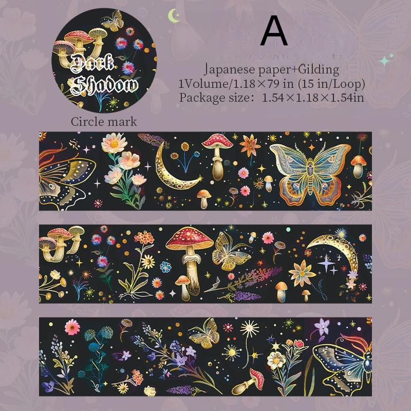 Dark Magic Premium Gold Sliver Foil Washi Tape | Japanese Tape | Decorative Tapes | Planner Bullet Journal Collage Accessories