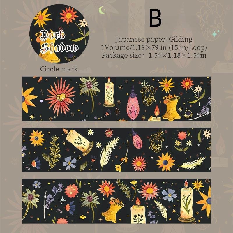 Dark Magic Premium Gold Sliver Foil Washi Tape | Japanese Tape | Decorative Tapes | Planner Bullet Journal Collage Accessories