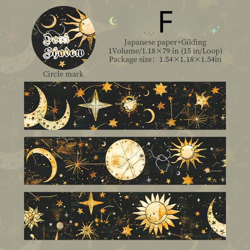 Dark Magic Premium Gold Sliver Foil Washi Tape | Japanese Tape | Decorative Tapes | Planner Bullet Journal Collage Accessories