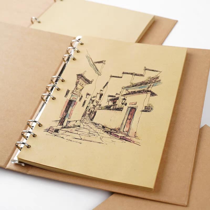 A4 A5 B5 Kraft Paper Loose-leaf Binder | 4 6 9 Ring Binder Cover | Kraft Journal Diary Agenda Notebook | Refillable Planner Organizer