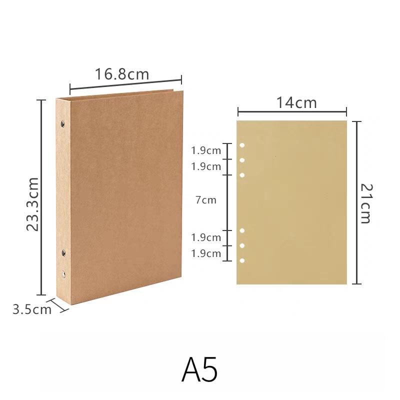 A4 A5 B5 Kraft Paper Loose-leaf Binder | 4 6 9 Ring Binder Cover | Kraft Journal Diary Agenda Notebook | Refillable Planner Organizer