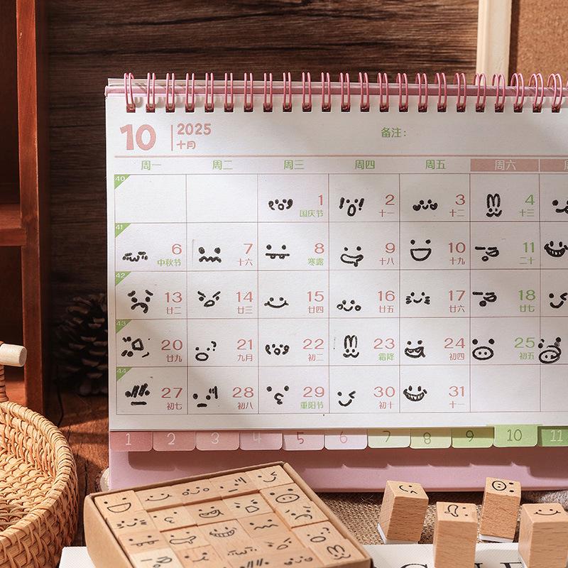 25pcs Cute Mini Emoji Weather Butterfly Flower Rubber Stamp | Wooden Stamp Set | Daily Plan Planner Bullet Journal Stamp