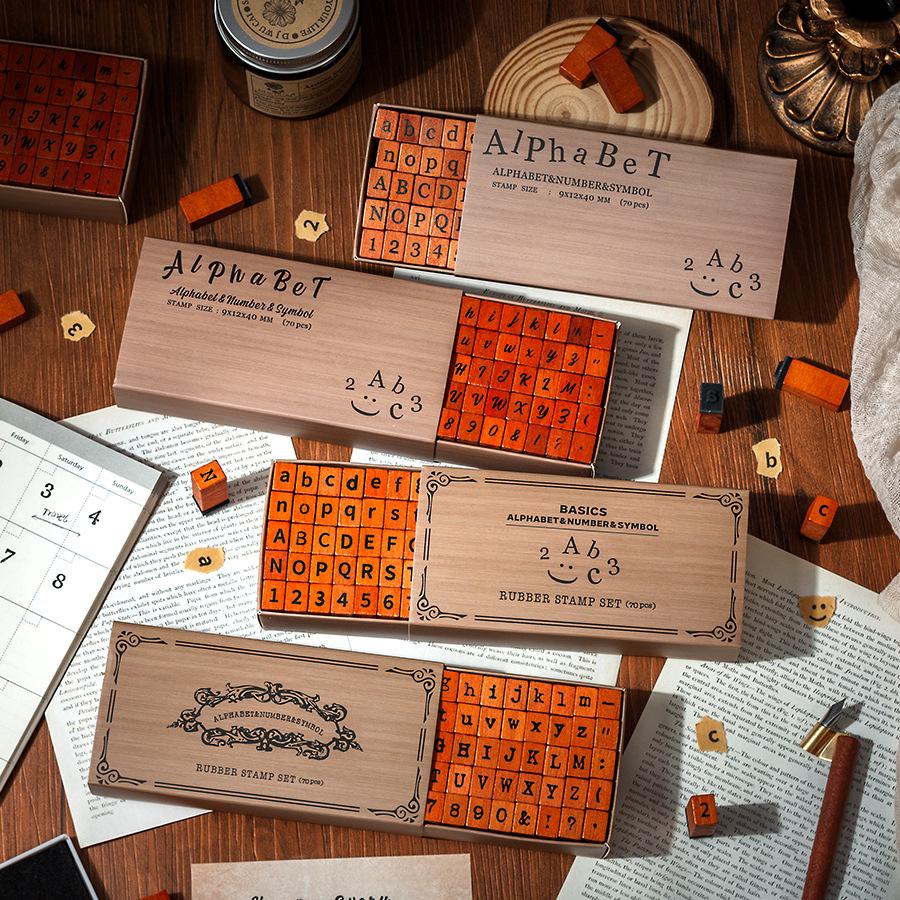 Wooden Alphanumeric Stamp Set | Uppercase Lowercase Letter Number Stamps for Planner Journal | Scrapbooking Supplies | Bullet Journal Stamp