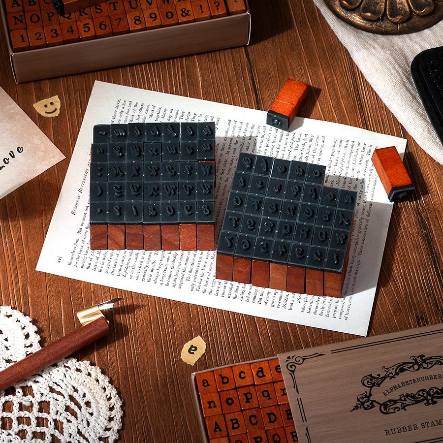 Wooden Alphanumeric Stamp Set | Uppercase Lowercase Letter Number Stamps for Planner Journal | Scrapbooking Supplies | Bullet Journal Stamp