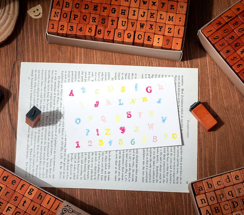 Wooden Alphanumeric Stamp Set | Uppercase Lowercase Letter Number Stamps for Planner Journal | Scrapbooking Supplies | Bullet Journal Stamp