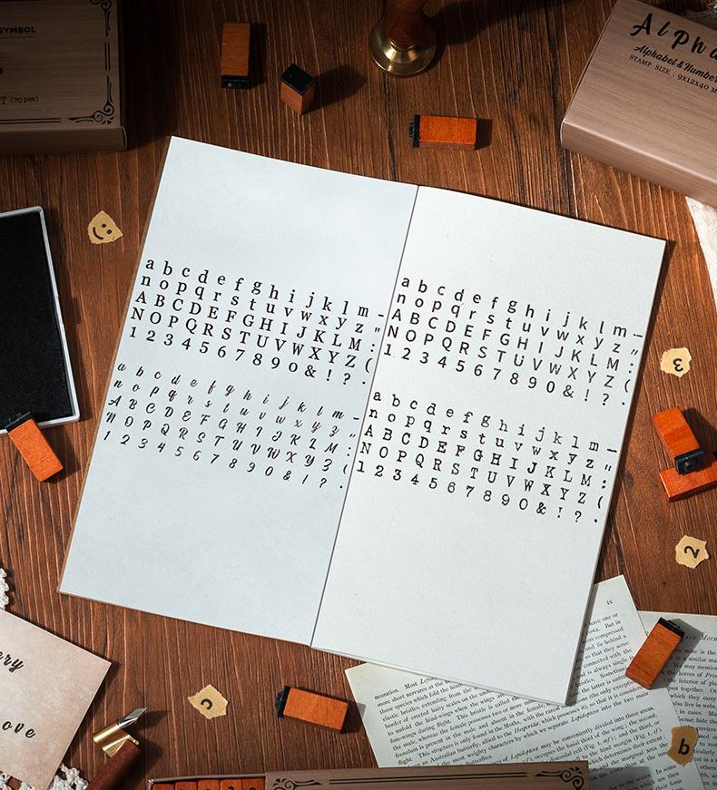 Wooden Alphanumeric Stamp Set | Uppercase Lowercase Letter Number Stamps for Planner Journal | Scrapbooking Supplies | Bullet Journal Stamp