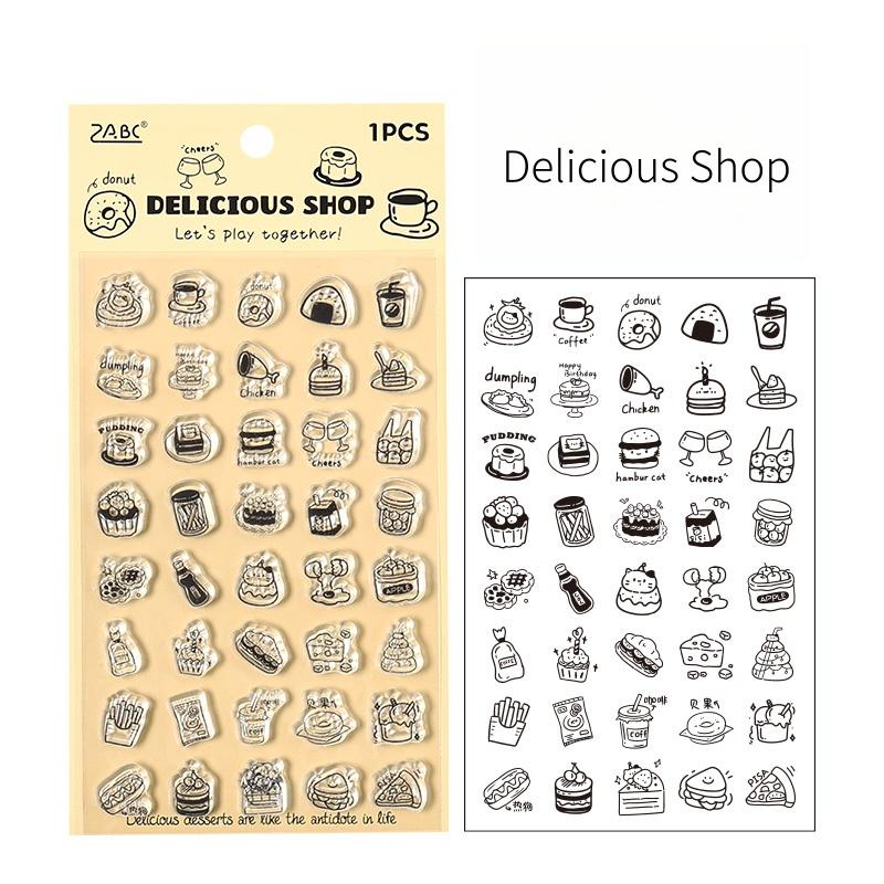 Mini Icon Clear Stamp | Cute Cat Dog Food Daily Life Plan Transparent Rubber Stamps | Bullet Journal Planner Accessories Journaling Supplies