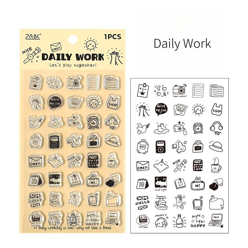 Mini Icon Clear Stamp | Cute Cat Dog Food Daily Life Plan Transparent Rubber Stamps | Bullet Journal Planner Accessories Journaling Supplies